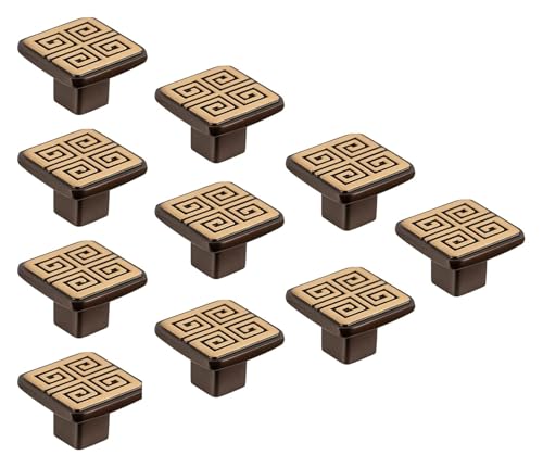 Schrankknöpfe, 10er-Pack, Schubladenknöpfe, goldfarbene Messing-Schrankknöpfe, Einzelloch, massive Möbelbeschläge mit Schrauben for Küchenkommoden, Badezimmer, Schlafzimmer, Kleiderschrank (H3)(M2) von RSRSR