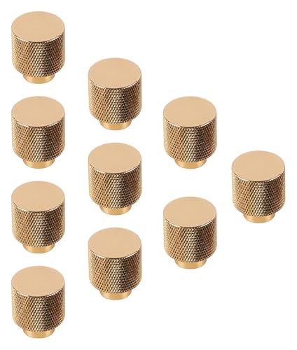 Schrankknöpfe, 10er-Pack, Schubladenknöpfe, goldfarbene Messing-Schrankknöpfe, Einzelloch, massive Möbelbeschläge mit Schrauben for Küchenkommoden, Badezimmer, Schlafzimmer, Kleiderschrank (H3)(U1) von RSRSR