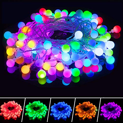 100er LED Kugel Lichterkette, RSWLED Bunt USB-betriebenes Lichterkettenlicht Innen/Außen mit Fernbedienung, RGB, Memory-Funktion 16 Modi Deko Glühbirne,Hochzeit, Weihnachtsdeko von Militisto