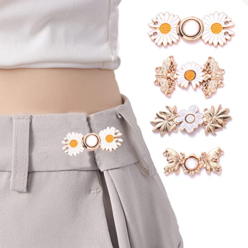 RSXING 4 Arten Verstellbaren Taillenschnallen Knopf Jeans Rock zu groß, Hosen Knopf Spanner Fastener, Perle Kleid Adjuster Taille Blume Schnalle Clip Kleidung DIY Nähen neue Knöpfe von RSXING