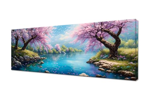 Diamond Painting Erwachsene Groß XXL 100x40cm, 5D Diamond Painting Blütenblatt Diamant Painting Bilder See Diamond Painting Kinder, DIY Full Drill Diamant Malerei Stickerei Set, Deko Wohnzimmer R1-76 von RSZYUUNG