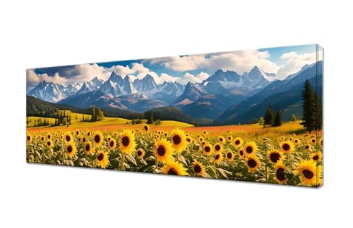 Diamond Painting Erwachsene Groß XXL 100x40cm, 5D Diamond Painting Sonnenblume Diamant Painting Bilder Berg Diamond Painting Kinder, DIY Full Drill Diamant Malerei Stickerei Set, Deko Wohnzimmer R1-60 von RSZYUUNG