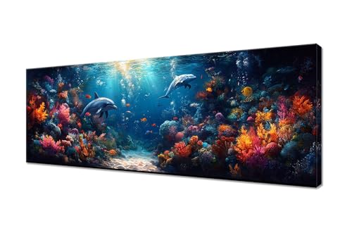 Diamond Painting Erwachsene Groß XXL 175x70cm, 5D Diamond Painting Delphin Diamant Painting Bilder Fisch Diamond Painting Kinder, DIY Full Drill Diamant Malerei Stickerei Set, Deko Wohnzimmer R1-822 von RSZYUUNG