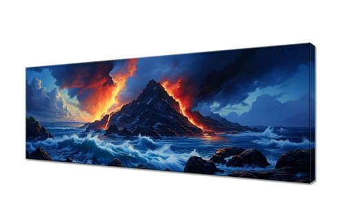 Diamond Painting Erwachsene Groß XXL 225x90cm,5D Diamond Painting Meer Diamant Painting Bilder Flammender Berg Diamond Painting Kinder,DIY Full Drill Diamant Malerei Set,Deko Wohnzimmer Geschenk R1-74 von RSZYUUNG