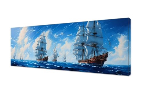 Diamond Painting Erwachsene Groß XXL 50x20cm, 5D Diamond Painting Segelboot Diamant Painting Bilder Meer Diamond Painting Kinder, DIY Full Drill Diamant Malerei Stickerei Set, Deko Wohnzimmer R1-72 von RSZYUUNG