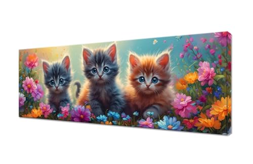 Diamond Painting Katze Diamant Painting Bilder Blume Diamond Painting Erwachsene Kinder, Malen nach Zahlen Diamant Anfänger, DIY Mosaikherstellung Bastelset für Zimmer Deko Geschenke, 125x50cm R1-79 von RSZYUUNG