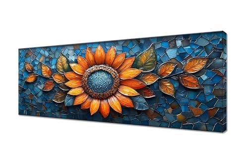 Diamond Painting Sonnenblume Diamant Painting Bilder Blätter Diamond Painting Erwachsene Kinder, Malen nach Zahlen Diamant Anfänger, DIY Mosaikherstellung Bastelset für Zimmer Deko, 125x50cm R1-3 von RSZYUUNG