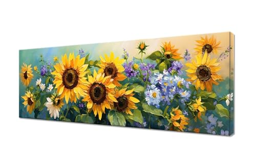 Diamond Painting Sonnenblume Diamant Painting Bilder Chrysantheme Diamond Painting Erwachsene Kinder, Malen nach Zahlen Diamant Anfänger, DIY Mosaikherstellung Bastelset für Zimmer Deko, 50x20cm R1-75 von RSZYUUNG