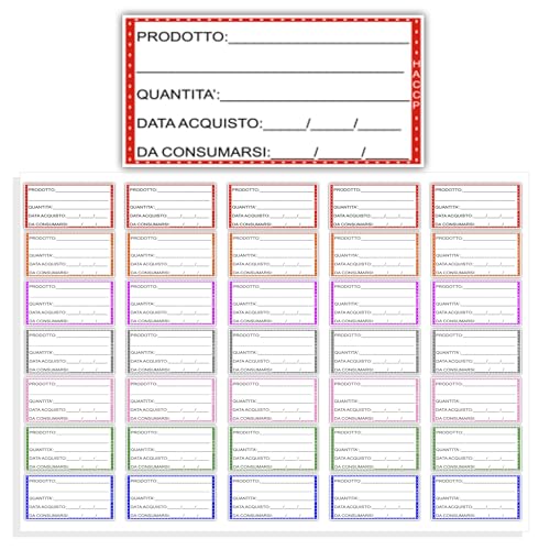 Arterby's® – 350-700 – 1000 + 50 – Etiketten für den Gefrierschrank von Lebensmitteln Haccp Italienisch, vorgedruckt – Aufkleber 25 x 50 mm mit personalisierbarer Produktkarte – von ^RTERBY'S