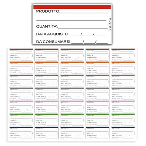 Arterby's® – 350-700 – 1000 + 50 – Etiketten zum Einfrieren von Lebensmitteln Haccp Italienisch – Aufkleber 25 x 50 mm mit personalisierbarer Produktkarte – Mindesthaltbarkeitsdauer (Col3, 1000 + 50 von ^RTERBY'S