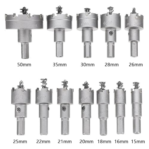 12Pcs15-50mm Legierung Loch Sah Set Hartmetall Spitze TCT Metall Cutter Core Bohrer Bit Kits for Edelstahl Metall bohren Krone von RTKYYZ