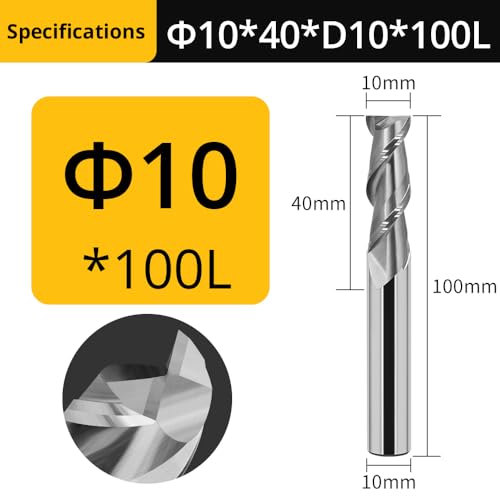 1PC HRC55 Keyseat Fräser 2 Flöten Ende Mühle Router Bit Legierung Wolfram Stahl Fräsen Werkzeuge for Kupfer Aluminium plactics(10xD10X100L) von RTKYYZ