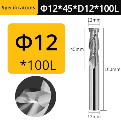 1PC HRC55 Keyseat Fräser 2 Flöten Ende Mühle Router Bit Legierung Wolfram Stahl Fräsen Werkzeuge for Kupfer Aluminium plactics(12xD12X100L) von RTKYYZ