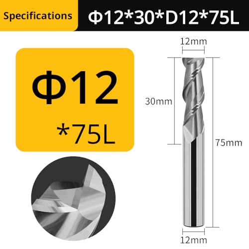 1PC HRC55 Keyseat Fräser 2 Flöten Ende Mühle Router Bit Legierung Wolfram Stahl Fräsen Werkzeuge for Kupfer Aluminium plactics(12xD12X75L) von RTKYYZ