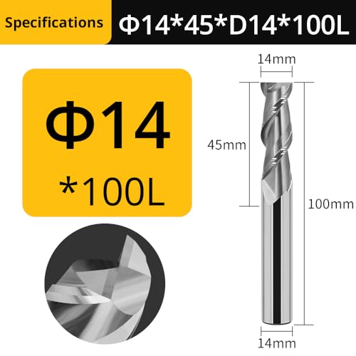 1PC HRC55 Keyseat Fräser 2 Flöten Ende Mühle Router Bit Legierung Wolfram Stahl Fräsen Werkzeuge for Kupfer Aluminium plactics(14xD14X100L) von RTKYYZ