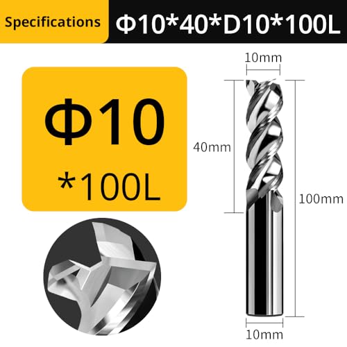 1PC HRC62 Hochglanz Aluminium Fräser U Nut 3 Flöte Spiegel Poliert Schaftfräser CNC Legierung Wolfram Stahl router Bits(10xD10X100L) von RTKYYZ