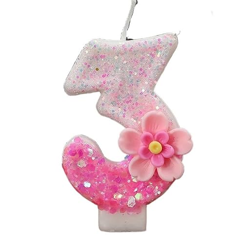 1pc Geburtstagskerze Kuchendeckel Farbwechsel Kreative Zahl 0-9 Kerze Blumen Digitale Kerzen Mädchen Geburtstagsparty Dekoration(3) von RTKYYZ