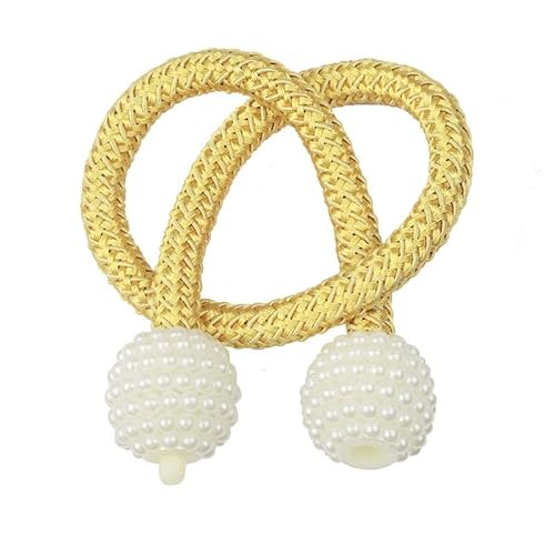 2 Stück Perlenschnalle Vorhang Clip Raffhalter Raffhalter Raffhalter Riemen Perlen Ball Vorhang Hängende Kugel Schnalle Spitze Vorhang Zubehör(Gold) von RTKYYZ