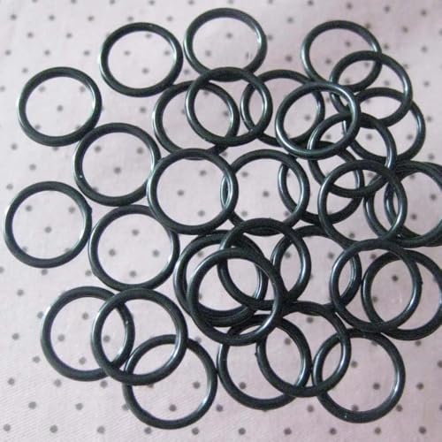 50 Stück transparente/weiße/schwarze O-Ringe in verschiedenen Größen for BH-Gürtel, verstellbare Schnallen, Nähzubehör aus Kunststoff(Black,Inner 10mm Dia) von RTKYYZ