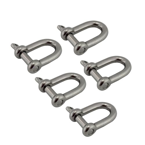 5PCS D Schäkel mit Schraube Pin Edelstahl 304 Heavy Duty 4mm 5mm 6mm 8mm 10mm for Ketten Drahtseil Heben Camping(4mm) von RTKYYZ