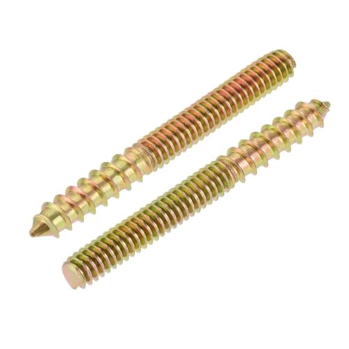 Stockschrauben, doppelköpfig, gelb verzinkt, M4, M5, M6, M8, M10, Dübelschraube, selbstschneidende Schraube for Holzmöbel(M6x60mm 5pcs) von RTKYYZ