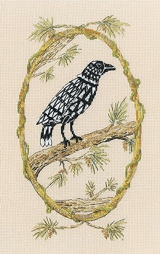 Kreuzstich-Stickset für Erwachsene, Vögel, Natur – Rabe, 15,5 x 26,5 cm, 14 CT von RTO