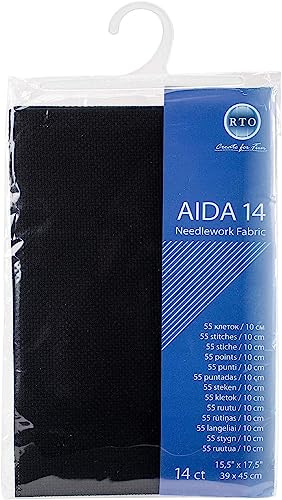 RTO Aida 14 Count Kreuzstich, Schwarz, 39 x 45 cm von RTO