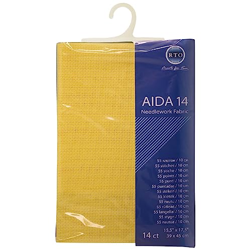 RTO Aida Zuschnitt, 14ct, gelb, 39x45cm von RTO