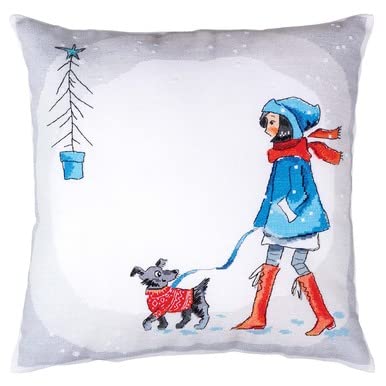 RTO CU034 Winterspaziergang Kreuzstichkissen, Baumwolle, Mehrfarbig, 40x40 cm von RTO