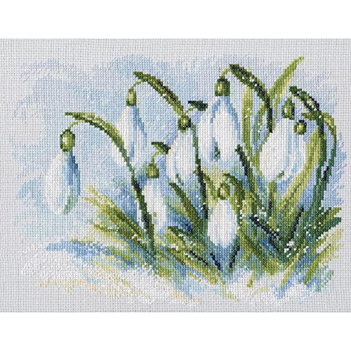 RTO Frühe Schneeglöckchen Kreuzstichset, Baumwolle, Mehrfarbig, 25x19 cm von RTO