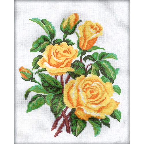 RTO Gelbe Rosen Kreuzstichset, Baumwolle, Mehrfarbig, 20x25 cm von RTO