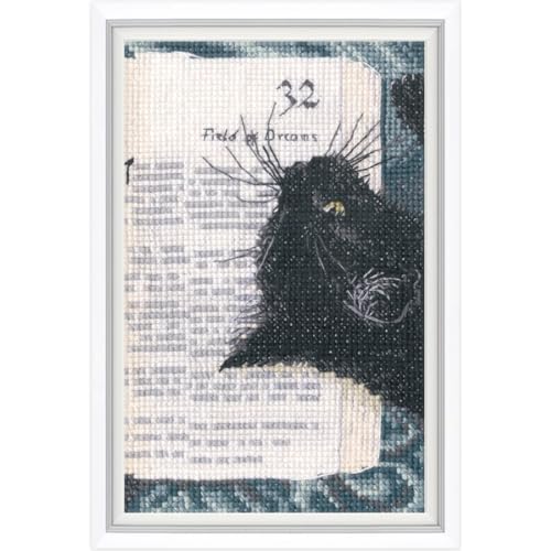 RTO Kreuzstich-Set, Motiv: schwarze Katze, Buch-Design, 8,5 x 13,5 cm, Stickerei, Handarbeit, DIY von RTO