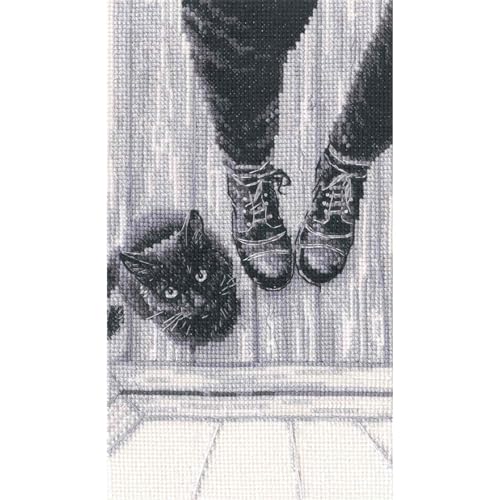 RTO Kreuzstich-Set, Motiv: schwarze Katze, M1035 Ich bin nur ein Kätzchen, 10,5 x 18,5 cm, zum Selbermachen von RTO