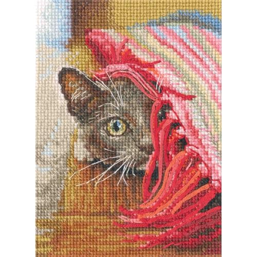 RTO Kreuzstich-Set, flauschige Katze, Deckenbeobachter C422, 9 x 12,5 cm, Stickerei, Handarbeit, DIY von RTO