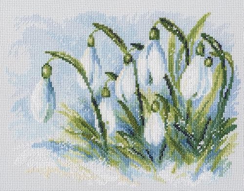 RTO Kreuzstich-Stickerei-Set für Erwachsene, Blumen, frühe Schneeglöckchen, 25 x 19 cm, 14 CT von RTO