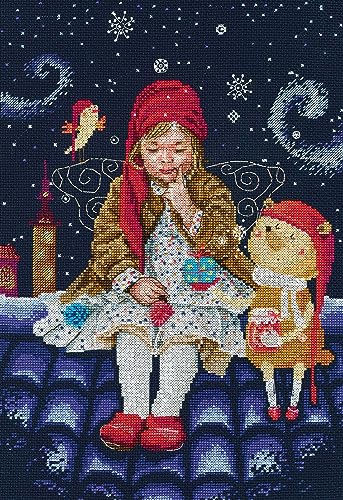 RTO Kreuzstich-Stickset für Erwachsene, Weihnachten und Neujahr, Kinder, Märchen auf den Dächern, 25 x 35 cm, 14 CT von RTO