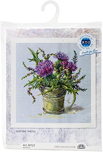 RTO M722 Schottische Distel Kreuzstichset, Baumwolle, Mehrfarbig, 26,5x29 cm von RTO