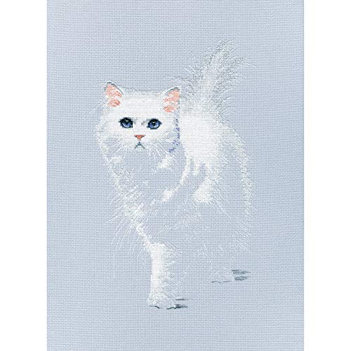 RTO M780 Weiße Katze Kreuzstichset, Baumwolle, Mehrfarbig, 17.5x28 cm von RTO