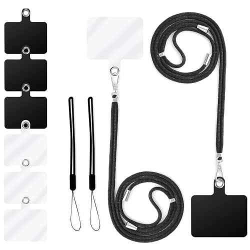 RTRTGS 2 Stück Telefon Umhängeband+2 Stück Handy Umhängeband +6 Stück Handy-Haltegurte Aufkleber,Nylon-Umhängeband,PVC Telefon Patch mit Metallring,Hängen Sie es an Ihren Körper oder Hände von RTRTGS