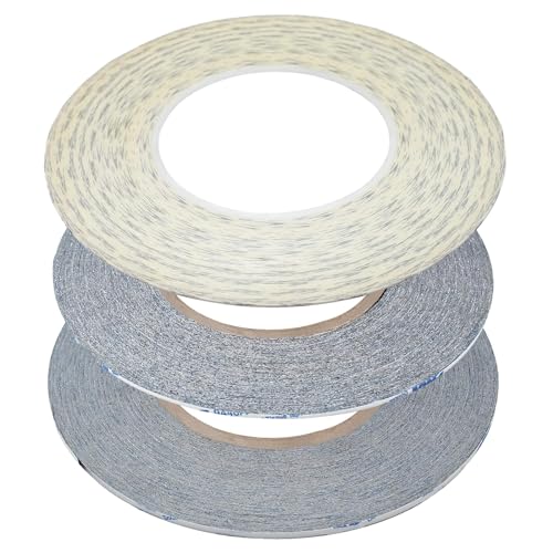 RTRTGS 3 Stück (1mm/2mm/3mm) Doppelseitiges Klebeband,Stark klebend Tape,Doppelseitig Band extra stark,für Smartphone,Tablet Reparatur,Metalle,Kunststoff,DIY,Stark klebend,1 Rolle 50m von RTRTGS