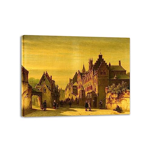 RTYUVIZ Petrus G. Vertin „Street Scene“ City Architectures Kunstdruck. Berühmte Kunstwerke Gemälde Poster und Drucke. Wohnzimmer-Dekoration, Ölgemälde, 30 x 40 cm (11,8 x 15,7), nur Leinwand von RTYUVIZ