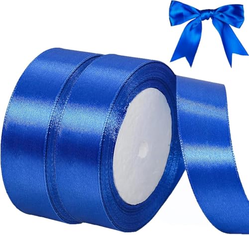 4 Stück Satinband Blau, 22m Geschenkband Blau Breit, 20mm Schleifenband Blau, Geschenkband Hochzeit Stoff, Blauenes Geschenk Band Geschenkbänder für Taufe Geburtstag Deko Geschenkverpackung von RUACDIQ