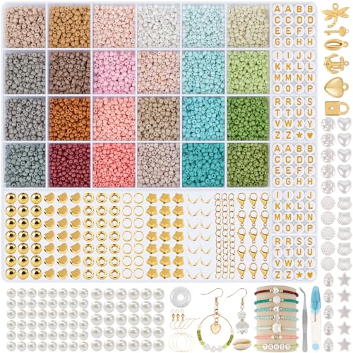 RUBY 12000+ Perlen für Armbänder, 3mm Glasperlen Set Armbänder Selber Machen Armband Perlen mit 300 Goldenen Buchstaben, Perlen Set Geschenke für Kinder, Erwachsener zu Weihnachten, Geburtstage usw. von RUBY