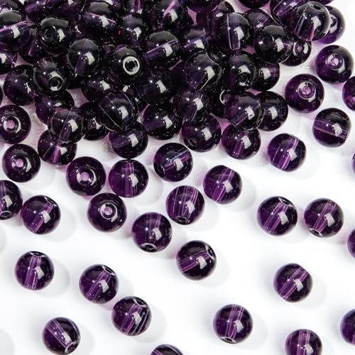 RUBY 45 Stück Naturstein Perlen Amethyst Edelstein Perlen 8mm Runde Natürliche Lose Perlen mit Loch Edelsteine zum Auffädeln für DIY Armband Halskette Schmuckherstellung von RUBY