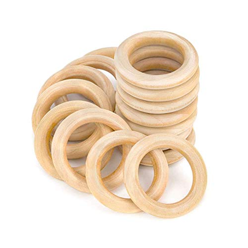 RUBY Holzring,Holzring Hölzern für Basteln DIY Handwerk Ring Anhänger und Anschlussstück Schmuck Machen 30 Stück(Ø 40mm) von RUBY