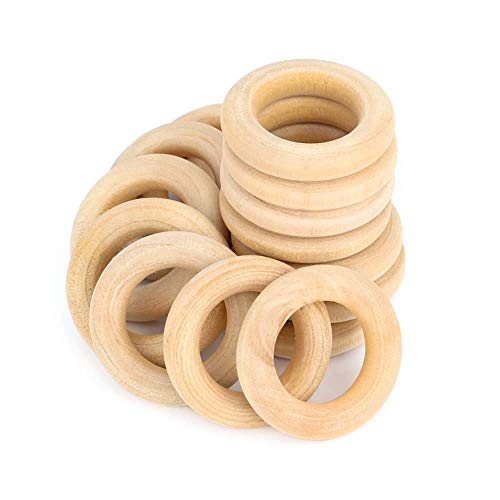 RUBY Holzring,Holzring Hölzern für Basteln DIY Handwerk Ring Anhänger und Anschlussstück Schmuck Machen Spielzeug Personenling Rassel Spielzeug 50 Stück(Ø 30mm) von RUBY