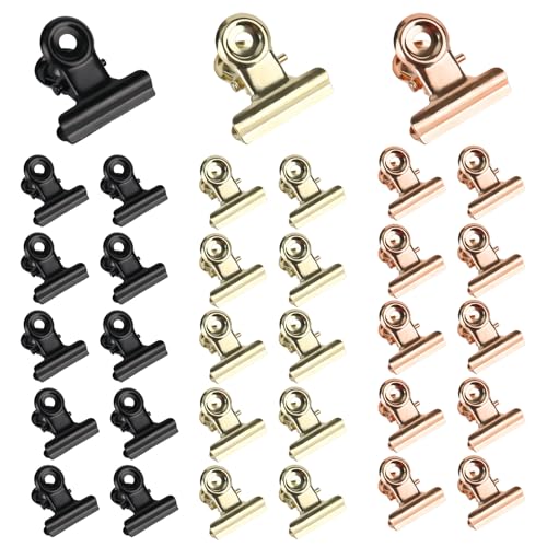 Kleine Bulldogge Büroklammern 90 Pcs Klammern Gold 22mm Kleine Klammern, Binder Clips Goldene Klammern Multi-function Clip für Fotos Office Kitchen Büro Zubehör von RUCUDIM