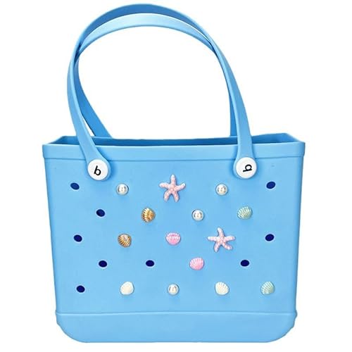 RUDFUZ 14 Stück wasserdichte Strand-Taschen Dekoration DIY-Anhänger für Bogg-Tasche Zubehör Handtasche Starfish Shell Ornamente von RUDFUZ