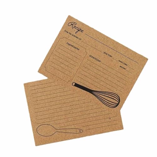 20 Stück doppelseitige Kraft-Rezeptkarten Blanko-Karten für Rezeptkarten-Box, 10,2 x 15,2 cm, Kochrezeptkarten, dicker Karton, Rezeptkarten mit Linien für Hochzeiten, Weihnachtsgeschenke (20 Stück) von RUDFUZ