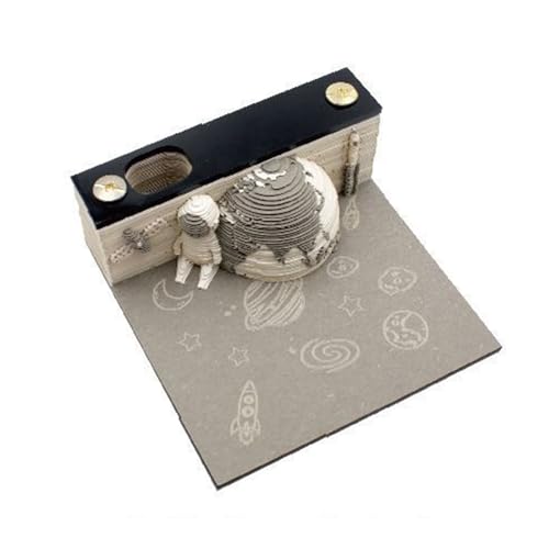 RUDFUZ 3D Skulptur Memoblock 2024 Kreative Papier Schnitzen Kalender Ornamente 3D Schnitzkunst Haftnotizen DIY Schreibtisch Memo Pad Geschenk für Schule Zuhause Wohnzimmer Büro Schreibtisch 8*8*4cm von RUDFUZ